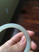 Load image into Gallery viewer, 54.7mm 100% Natural fresh icy light green frosted glass polished nephrite Jade bangle J37-0081