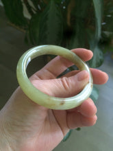 Load image into Gallery viewer, 55.2mm Certified Type A 100% Natural yellow/sugar brown flying snow and dandelions nephrite Jade bangle HT33-0464