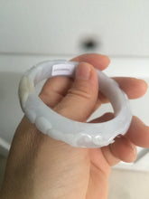 Load image into Gallery viewer, 51mm Certified Type A 100% Natural light purple white vintage style Jadeite Jade oval bangle AM38-0157