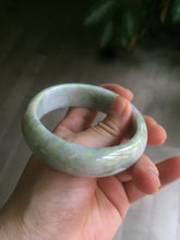 Load image into Gallery viewer, 56.5mm certificated Type A 100% Natural sunny green/purple/yellow  Monet’s Water Lilies Jade bangle E62-1029