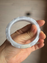 Load image into Gallery viewer, 51mm Certified Type A 100% Natural light purple white vintage style Jadeite Jade oval bangle AM38-0157