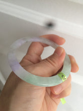 Load image into Gallery viewer, 52.7mm Certified Type A 100% Natural sunny green/purple/white thin Jadeite Jade bangle AE23-1454