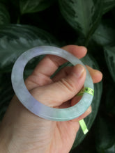 Load image into Gallery viewer, 52.7mm Certified Type A 100% Natural sunny green/purple/white thin Jadeite Jade bangle AE23-1454