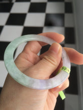 Load image into Gallery viewer, 52.7mm Certified Type A 100% Natural sunny green/purple/white thin Jadeite Jade bangle AE23-1454