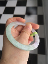 Load image into Gallery viewer, 52.7mm Certified Type A 100% Natural sunny green/purple/white thin Jadeite Jade bangle AE23-1454