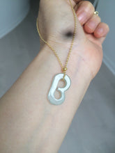 Load image into Gallery viewer, 100% natural icy watery jadeite jade Initial letter B pendant necklace Y123