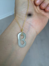 Load image into Gallery viewer, 100% natural icy watery jadeite jade Initial letter B pendant necklace Y123