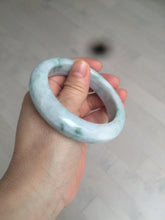 Load image into Gallery viewer, 56.5mm certified Type A 100% Natural green/white chubby Jadeite Jade bangle AF1-4612