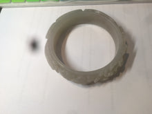 Load image into Gallery viewer, 63.6mm 100% natural light pale pink/gray Quartzite (Shetaicui jade) Phoenix and Peony bangle XY8