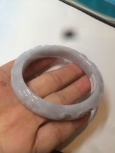 Load image into Gallery viewer, 51mm Certified Type A 100% Natural light purple white vintage style Jadeite Jade oval bangle AM38-0157