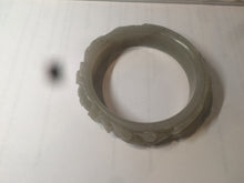 Load image into Gallery viewer, 63.6mm 100% natural light pale pink/gray Quartzite (Shetaicui jade) Phoenix and Peony bangle XY8