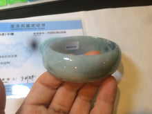 Load image into Gallery viewer, 53mm Certified type A 100% Natural light green/yellow/black broad style oval jadeite jade bangle X96-1036