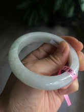 Load image into Gallery viewer, 52mm Certified Type A 100% Natural light green/white Jadeite Jade bangle Y69-8442
