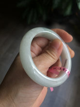 Load image into Gallery viewer, 52mm Certified Type A 100% Natural light green/white Jadeite Jade bangle Y69-8442