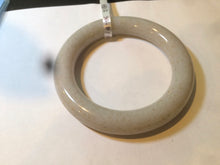 Load image into Gallery viewer, 56.8mm 100% Natural white/beige with floating dandelions chubby round cut nephrite jade bangle HE12