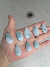 Load image into Gallery viewer, 100% natural icy watery green blue white type A jadeite jade water drop pendant necklace group E52