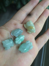 Load image into Gallery viewer, Type A 100% Natural light green/white Jadeite Jade 3D little piggy pendant Add on item! Not sale individually. AB piggy