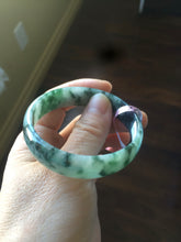 Load image into Gallery viewer, 52mm Certified  Type A 100% Natural dark green floating flowers Jadeite Jade bangle E1-1526
