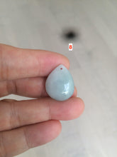 Load image into Gallery viewer, 100% natural icy watery green blue white type A jadeite jade water drop pendant necklace group E52