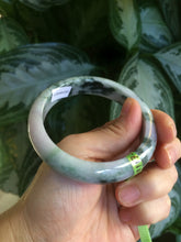 Load image into Gallery viewer, 56.8mm certificated Type A 100% Natural white/green/purple Jadeite Jade bangle E47-6211