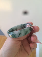 Load image into Gallery viewer, 52mm Certified  Type A 100% Natural dark green floating flowers Jadeite Jade bangle E1-1526