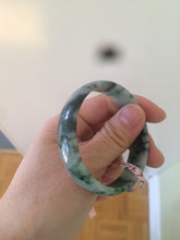 Load image into Gallery viewer, 52mm Certified  Type A 100% Natural dark green floating flowers Jadeite Jade bangle E1-1526