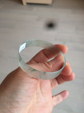 Load image into Gallery viewer, 50mm Certified Type A 100% Natural light white/green floating flowers super thin jadeite jade bangle AK22-4969