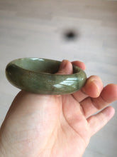 Load image into Gallery viewer, 54.5mm Certified type A 100% Natural dark green/brown/black Jadeite bangle N106-3780