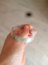 Load image into Gallery viewer, 50mm Certified Type A 100% Natural light white/green floating flowers super thin jadeite jade bangle AK22-4969