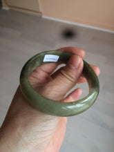 Load image into Gallery viewer, 54.5mm Certified type A 100% Natural dark green/brown/black Jadeite bangle N106-3780