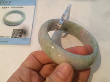 Load image into Gallery viewer, 56.5mm certificated Type A 100% Natural sunny green/purple/yellow  Monet’s Water Lilies Jade bangle E62-1029