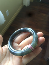 Load image into Gallery viewer, 53.4mm Certified 100% Natural black/gray sesame paste 芝麻糊 青花round cut nephrite Jade bangle HE102-5546