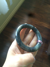 Load image into Gallery viewer, 53.4mm Certified 100% Natural black/gray sesame paste 芝麻糊 青花round cut nephrite Jade bangle HE102-5546