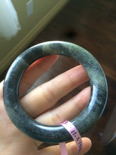 Load image into Gallery viewer, 53.4mm Certified 100% Natural black/gray sesame paste 芝麻糊 青花round cut nephrite Jade bangle HE102-5546