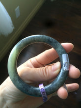 Load image into Gallery viewer, Sale! 100% Natural Certified 56 mm black/white (籽料青花) seed material round cut nephrite Jade bangle HHE105-5500