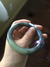Load image into Gallery viewer, Sale! 100% Natural Certified 56 mm black/white (籽料青花) seed material round cut nephrite Jade bangle HHE105-5500