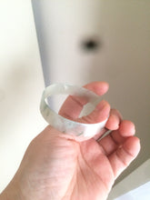Load image into Gallery viewer, 50mm Certified Type A 100% Natural light white/green floating flowers super thin jadeite jade bangle AK22-4969