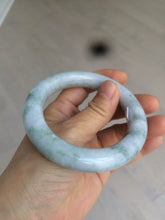 Load image into Gallery viewer, 56.3mm certified Type A 100% Natural light green/white/purple chubby round cut Jadeite Jade bangle E65