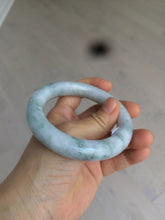 Load image into Gallery viewer, 56.3mm certified Type A 100% Natural light green/white/purple chubby round cut Jadeite Jade bangle E65