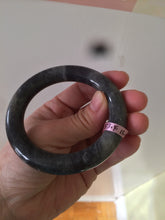Load image into Gallery viewer, 53.4mm Certified 100% Natural black/gray sesame paste 芝麻糊 青花round cut nephrite Jade bangle HE102-5546