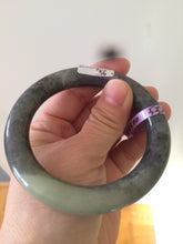 Load image into Gallery viewer, Sale! 100% Natural Certified 56 mm black/white (籽料青花) seed material round cut nephrite Jade bangle HHE105-5500