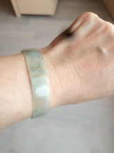 Load image into Gallery viewer, 50mm Certified Type A 100% Natural light white/green floating flowers super thin jadeite jade bangle AK22-4969
