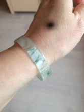 Load image into Gallery viewer, 50mm Certified Type A 100% Natural light white/green floating flowers super thin jadeite jade bangle AK22-4969