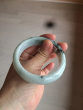 Load image into Gallery viewer, 55.5mm Certified type A 100% Natural green/white chubby Jadeite bangle N103-3792