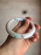 Load image into Gallery viewer, 61mm certified type A 100% Natural sunny green/white Jadeite Jade bangle AQ23-9961