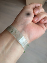 Load image into Gallery viewer, 50mm Certified Type A 100% Natural light white/green floating flowers super thin jadeite jade bangle AK22-4969