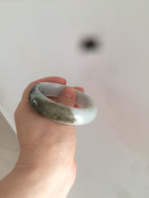 Load image into Gallery viewer, 55.5mm Certified type A 100% Natural green/white chubby Jadeite bangle N103-3792
