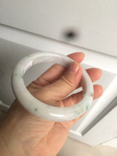 Load image into Gallery viewer, 61mm certified type A 100% Natural sunny green/white Jadeite Jade bangle AQ23-9961