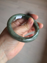 Load image into Gallery viewer, 54.9mm certified Type A 100% Natural dark green/black jadeite jade bangle N102-9772