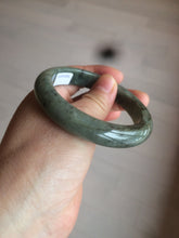 Load image into Gallery viewer, 54.9mm certified Type A 100% Natural dark green/black jadeite jade bangle N102-9772
